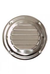 VENT - LOUVER, ROUND, 102MM, Pressed stainless steel vent with raised louvres. Surface mount. Dimensions:Diameter: 102 mm, Protrusion: 3 mm, Mount screws: 3